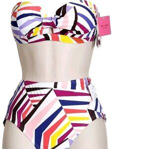 KATE SPADE GEOBRELLA 2PC HIGH WAISTED BIKINI MULTICOLOR Swimsuit S, М NWT!